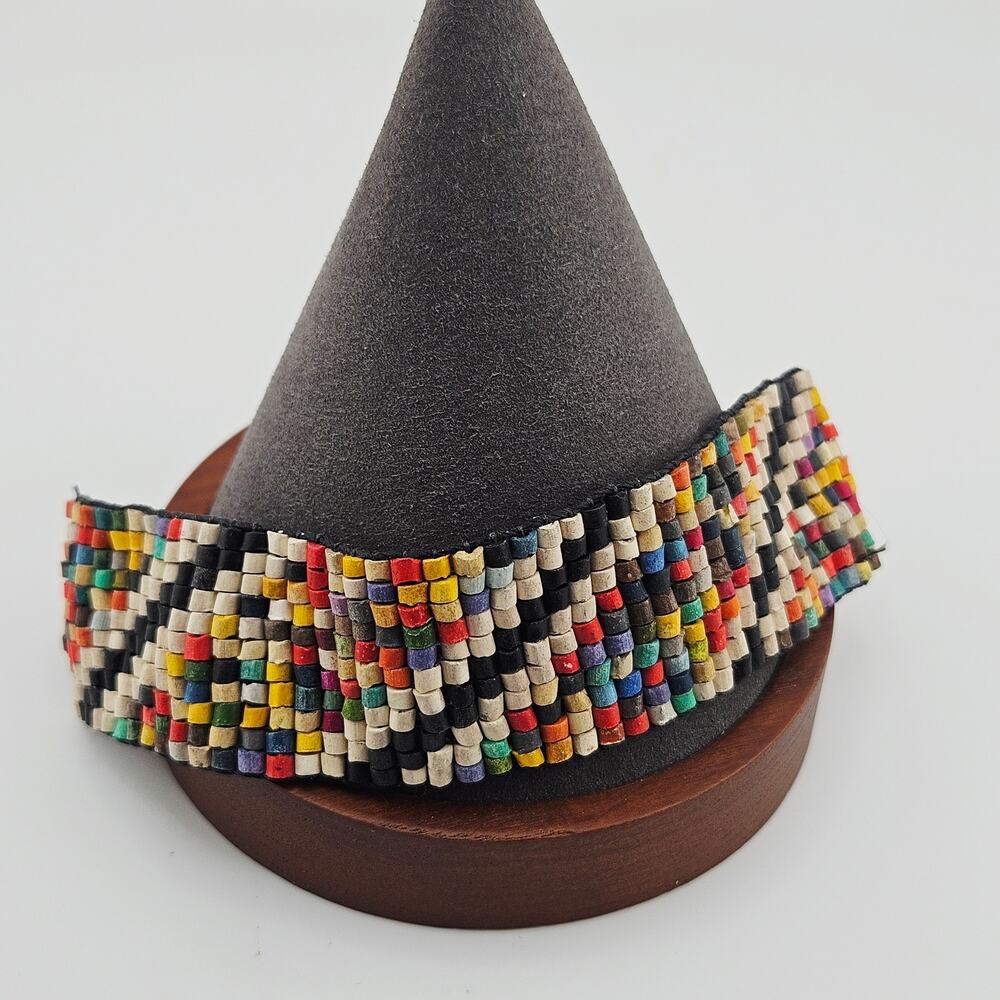 Woven Seed Bead Bracelet Multicolored Artisian Tribal Southwestern Native Artsy